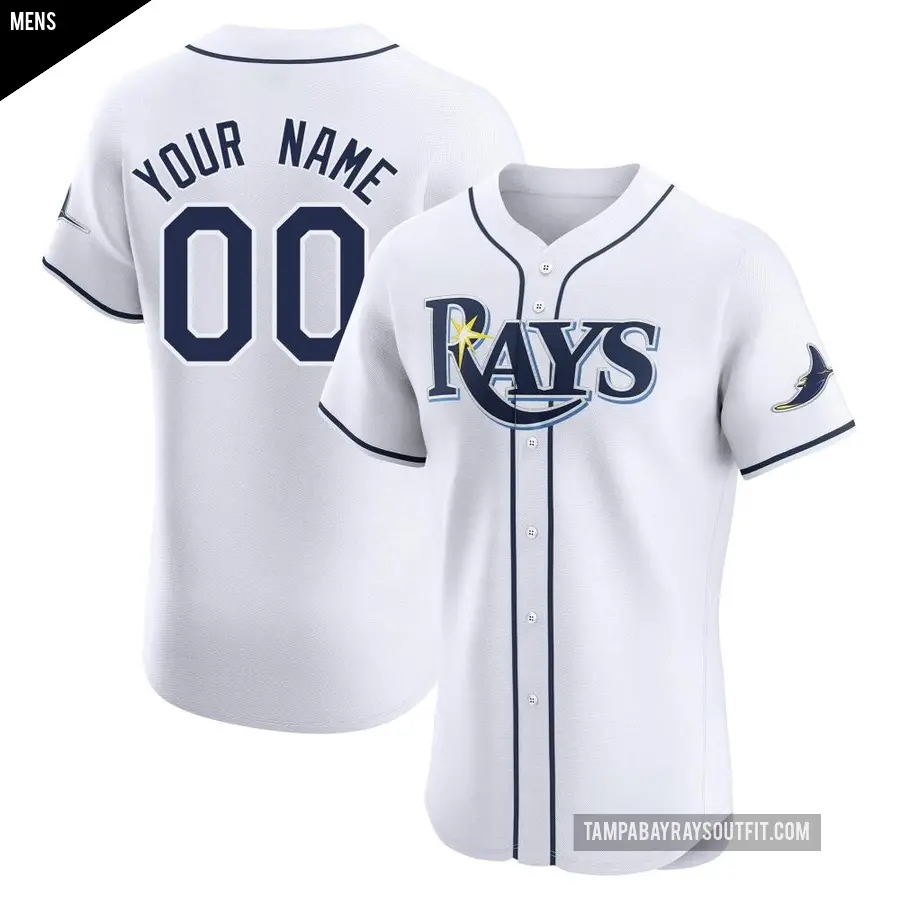 Men's Tampa Bay Rays ＃00 Custom Elite White Home Jersey