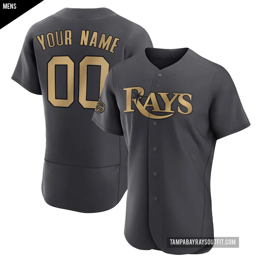 Men's Tampa Bay Rays ＃00 Custom Game Charcoal Authentic 2022 All-Star Jersey