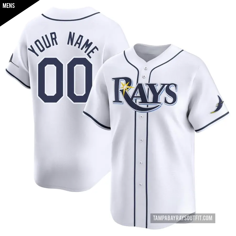 Men's Tampa Bay Rays ＃00 Custom Limited White Home Jersey