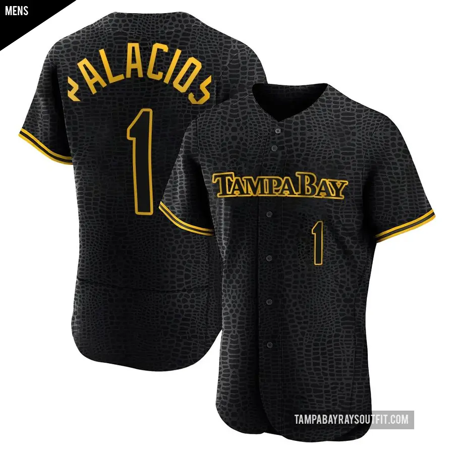 Men's Tampa Bay Rays ＃1 Richie Palacios Authentic Black Snake Skin City Jersey