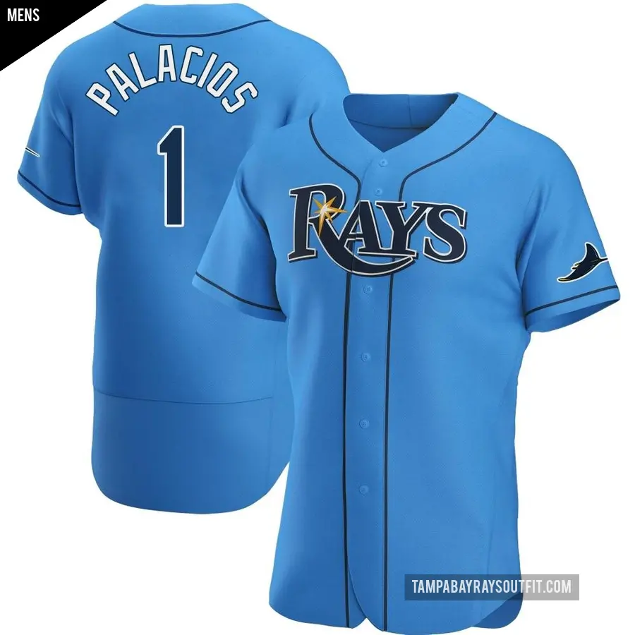 Men's Tampa Bay Rays ＃1 Richie Palacios Authentic Light Blue Alternate Jersey