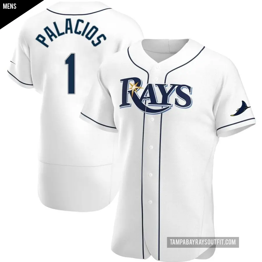 Men's Tampa Bay Rays ＃1 Richie Palacios Authentic White Home Jersey