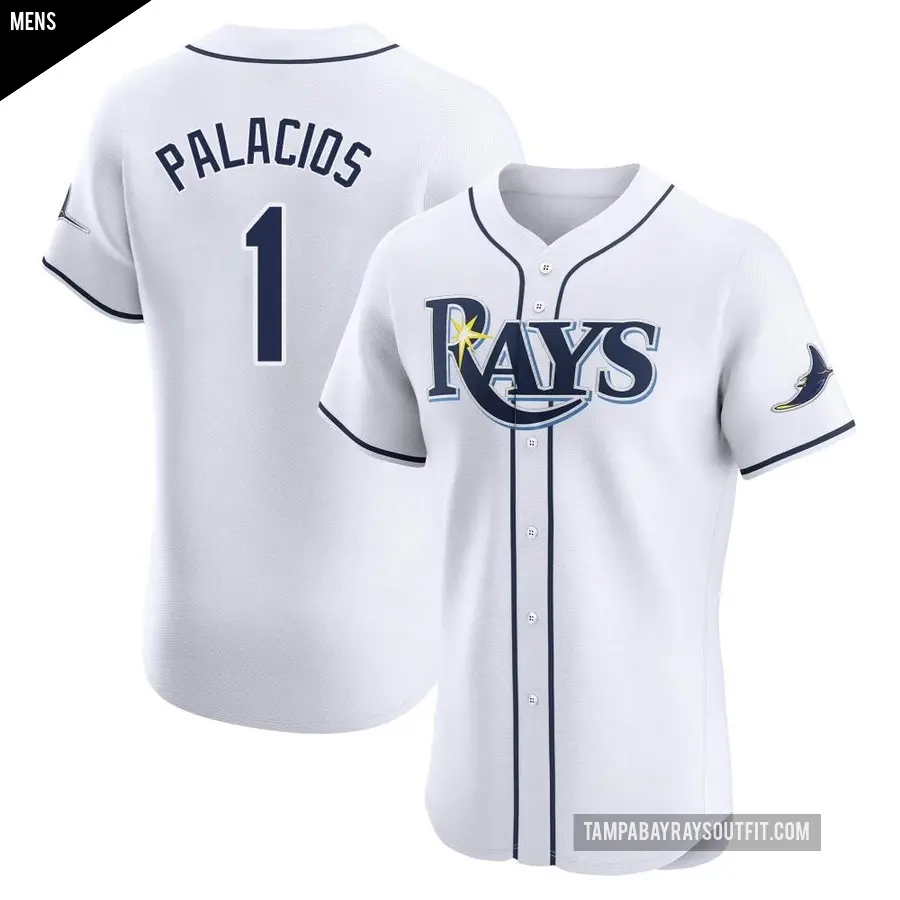 Men's Tampa Bay Rays ＃1 Richie Palacios Elite White Home Jersey