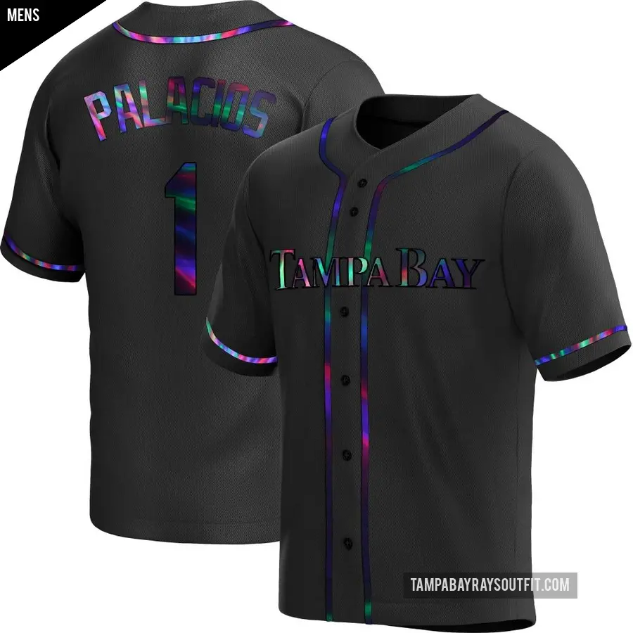 Men's Tampa Bay Rays ＃1 Richie Palacios Replica Black Holographic Alternate Jersey