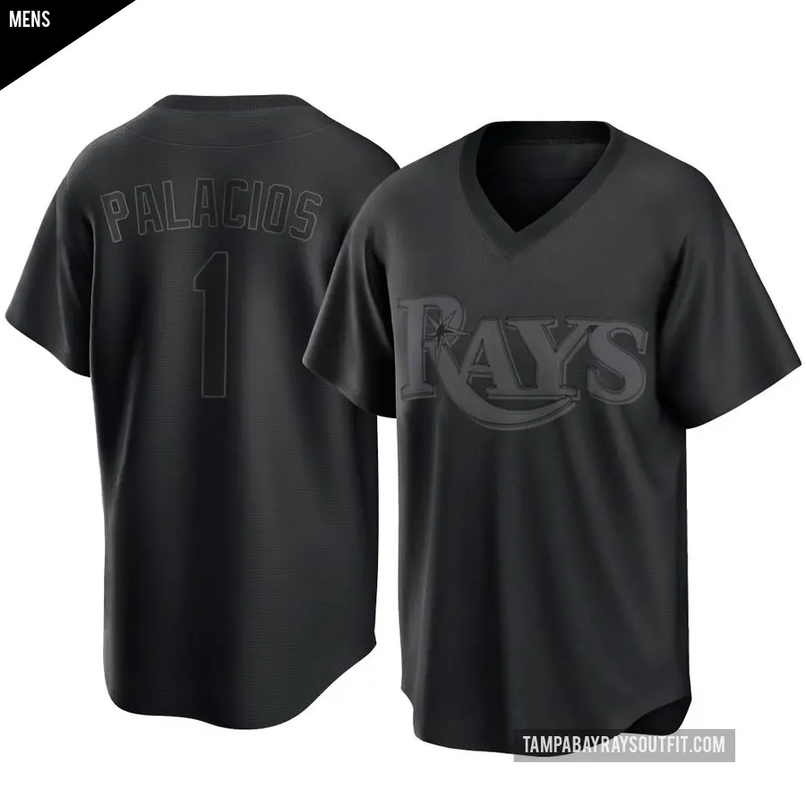 Men's Tampa Bay Rays ＃1 Richie Palacios Replica Black Pitch Fashion Jersey