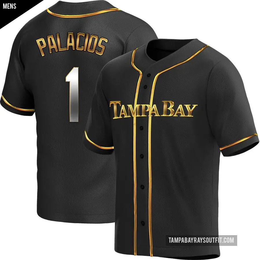 Men's Tampa Bay Rays ＃1 Richie Palacios Replica Gold Black en Alternate Jersey