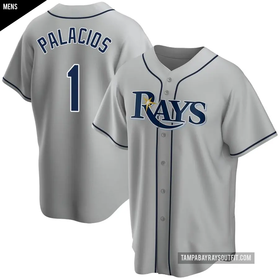 Men's Tampa Bay Rays ＃1 Richie Palacios Replica Gray Road Jersey