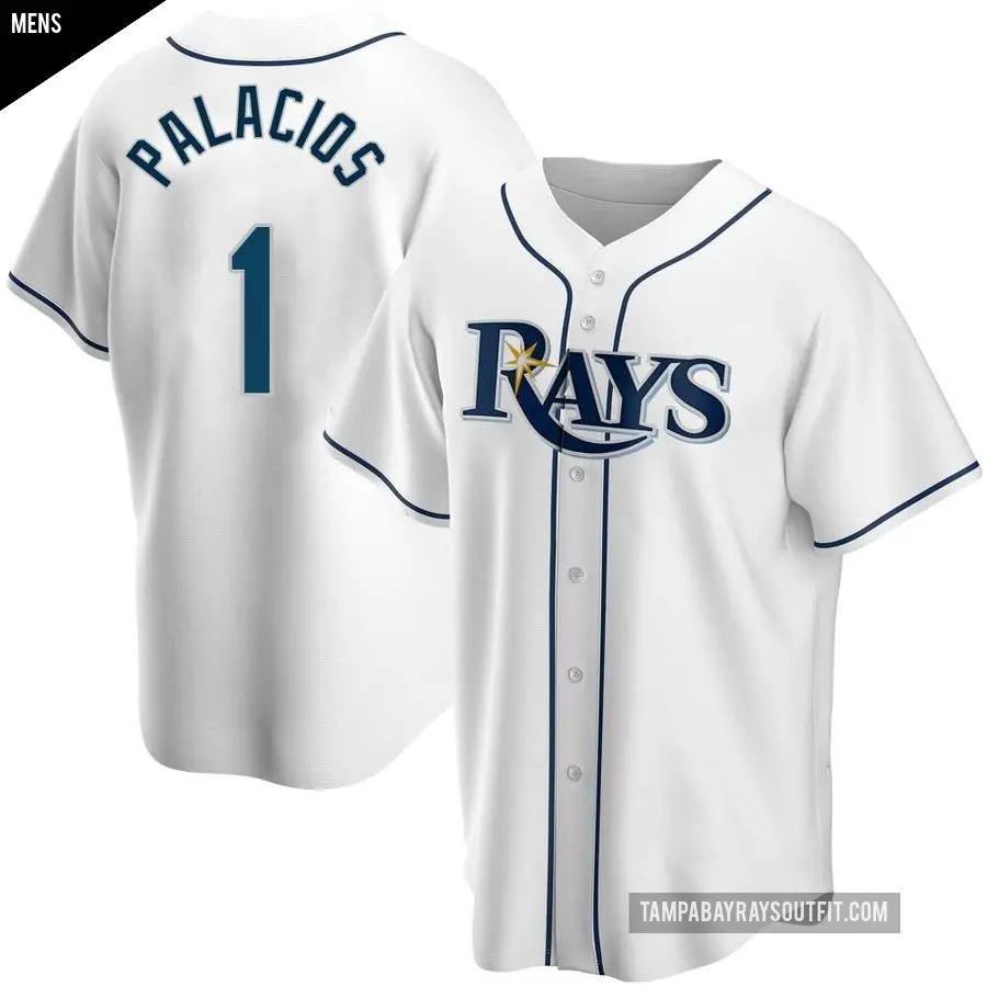 Men's Tampa Bay Rays ＃1 Richie Palacios Replica White Home Jersey