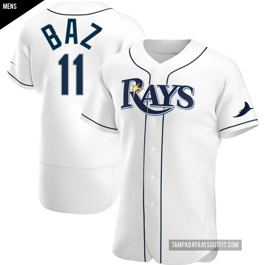 Men's Tampa Bay Rays ＃11 Shane Baz Authentic White Home Jersey