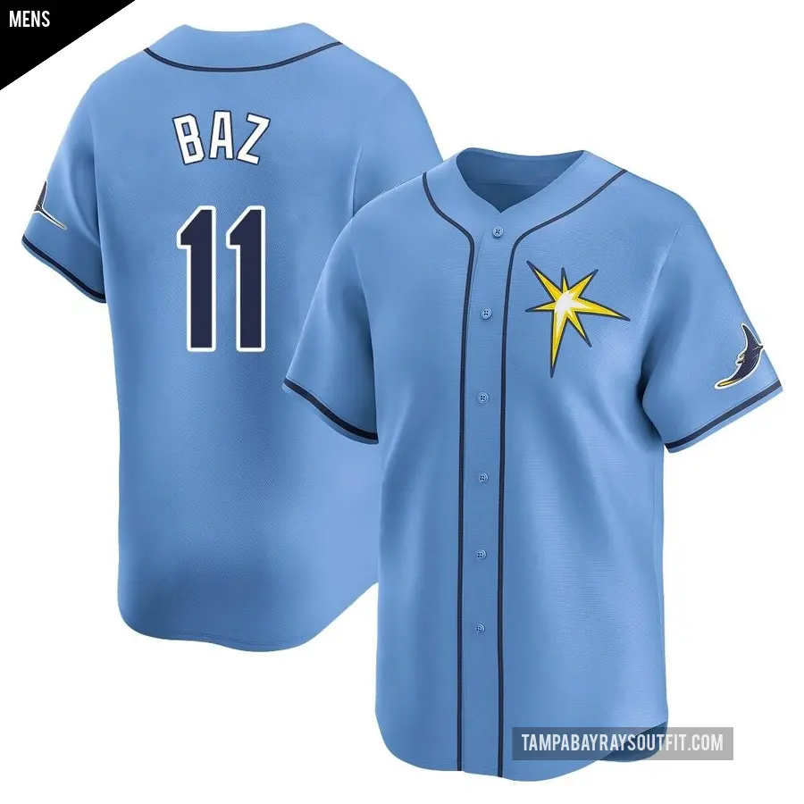 Men's Tampa Bay Rays ＃11 Shane Baz Limited Light Blue Alternate Jersey