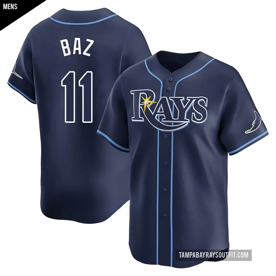 Men's Tampa Bay Rays ＃11 Shane Baz Limited Navy Away Jersey