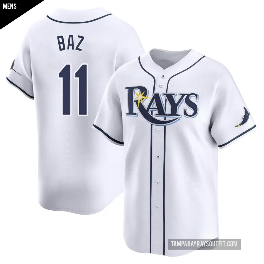 Men's Tampa Bay Rays ＃11 Shane Baz Limited White Home Jersey