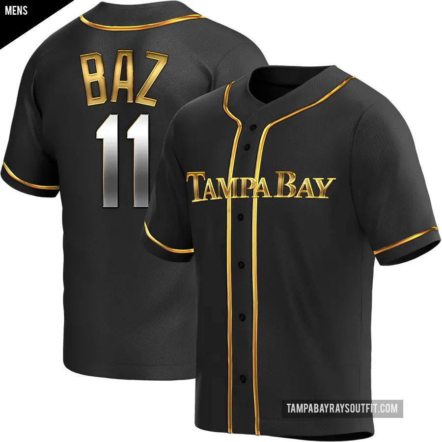 Men's Tampa Bay Rays ＃11 Shane Baz Replica Gold Black en Alternate Jersey