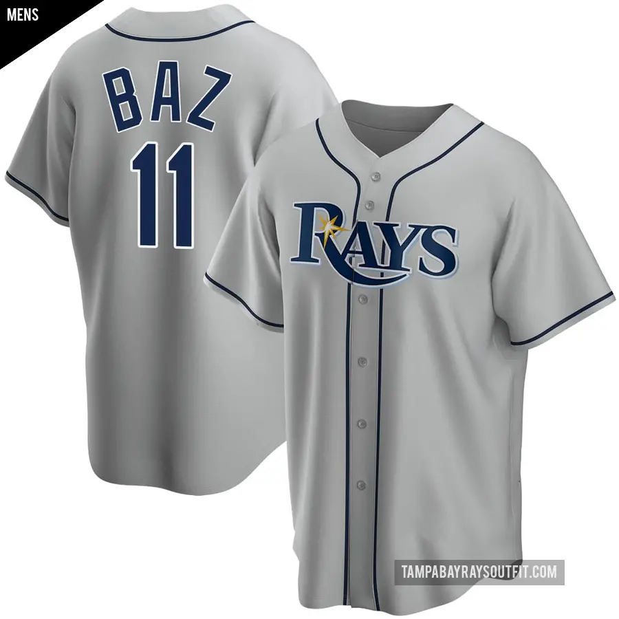 Men's Tampa Bay Rays ＃11 Shane Baz Replica Gray Road Jersey