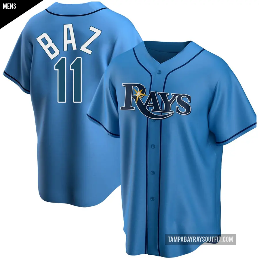 Men's Tampa Bay Rays ＃11 Shane Baz Replica Light Blue Alternate Jersey