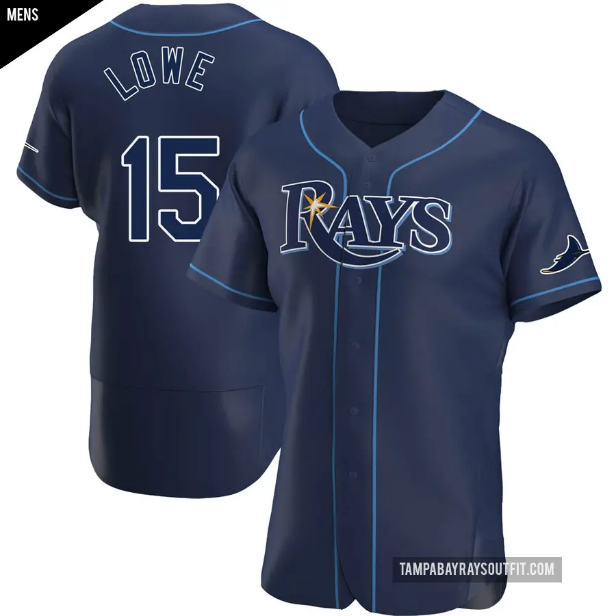 Men's Tampa Bay Rays ＃15 Josh Lowe Authentic Navy Alternate Jersey