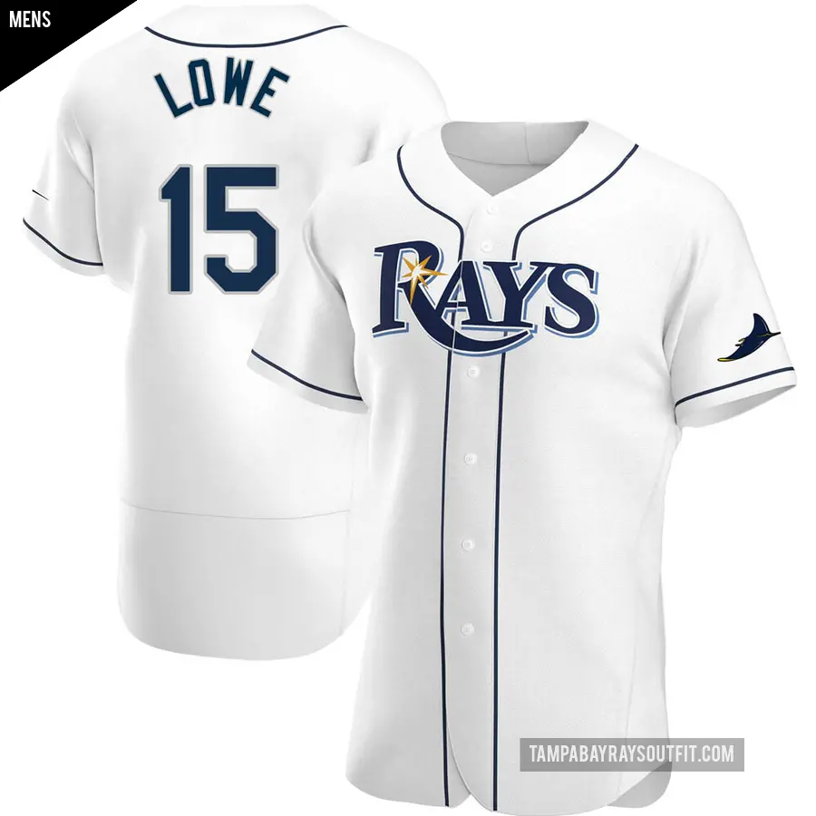 Men's Tampa Bay Rays ＃15 Josh Lowe Authentic White Home Jersey