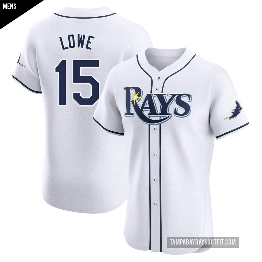 Men's Tampa Bay Rays ＃15 Josh Lowe Elite White Home Jersey