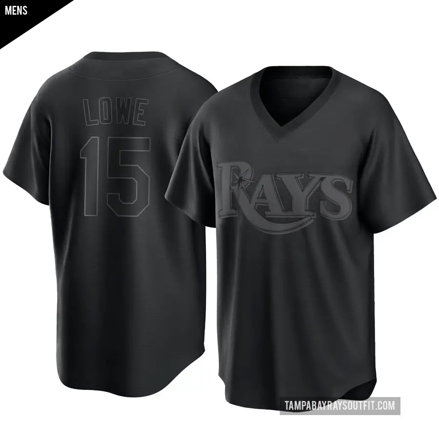 Men's Tampa Bay Rays ＃15 Josh Lowe Replica Black Pitch Fashion Jersey