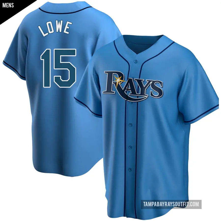 Men's Tampa Bay Rays ＃15 Josh Lowe Replica Light Blue Alternate Jersey