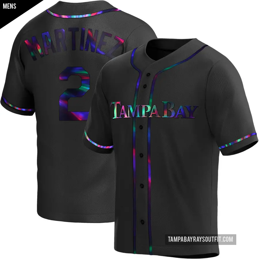 Men's Tampa Bay Rays ＃2 Michael Martinez Replica Black Holographic Alternate Jersey