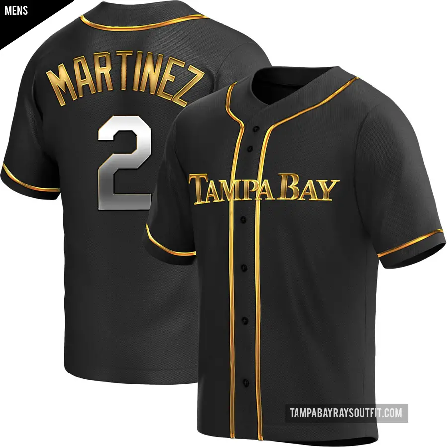 Men's Tampa Bay Rays ＃2 Michael Martinez Replica Gold Black en Alternate Jersey