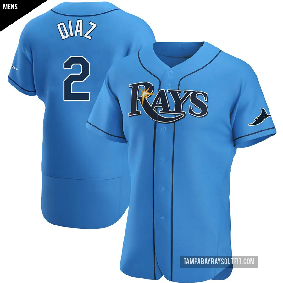 Men's Tampa Bay Rays ＃2 Yandy Diaz Authentic Light Blue Alternate Jersey