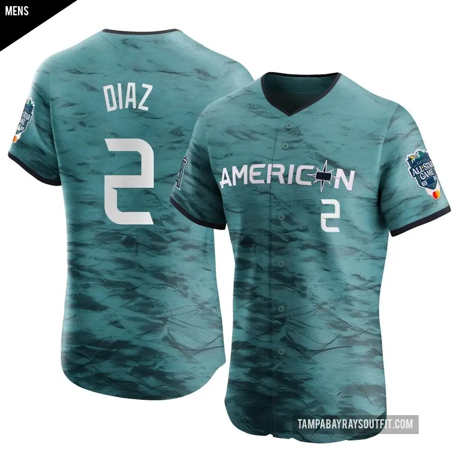 Men's Tampa Bay Rays ＃2 Yandy Diaz Elite Teal American League Game Vapor Premier 2023 All-Star Jersey