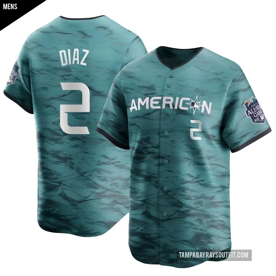 Men's Tampa Bay Rays ＃2 Yandy Diaz Limited Teal American League Game 2023 All-Star Jersey