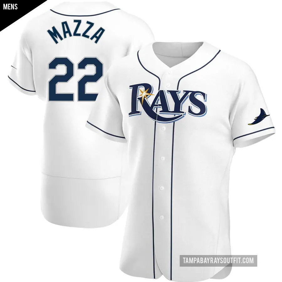 Men's Tampa Bay Rays ＃22 Chris Mazza Authentic White Home Jersey