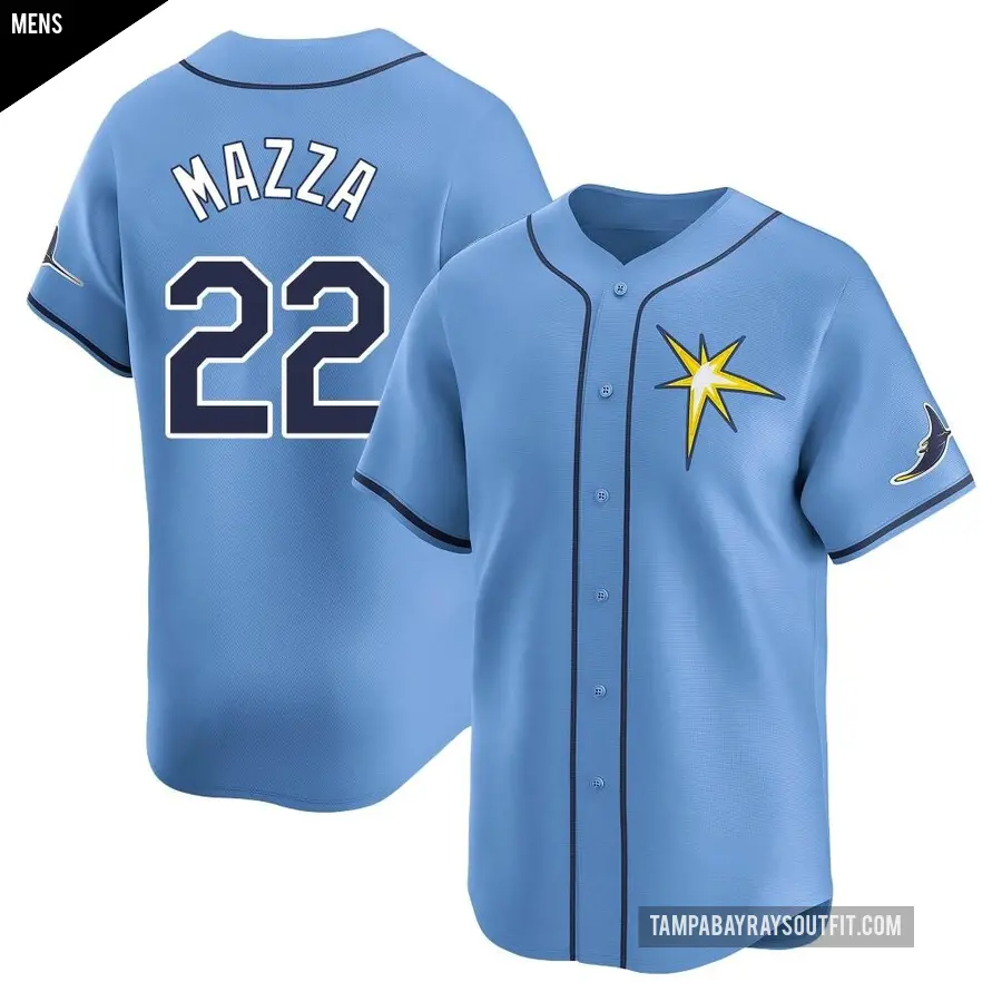 Men's Tampa Bay Rays ＃22 Chris Mazza Limited Light Blue Alternate Jersey