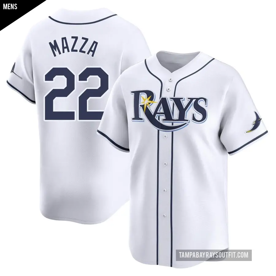 Men's Tampa Bay Rays ＃22 Chris Mazza Limited White Home Jersey