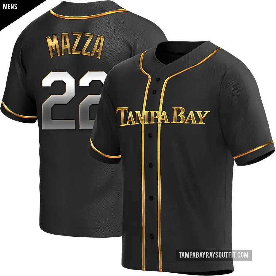 Men's Tampa Bay Rays ＃22 Chris Mazza Replica Gold Black en Alternate Jersey