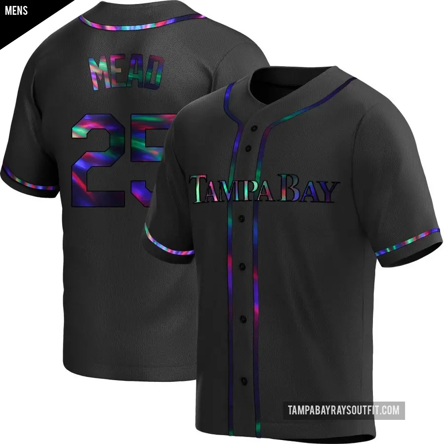 Men's Tampa Bay Rays ＃25 Curtis Mead Replica Black Holographic Alternate Jersey