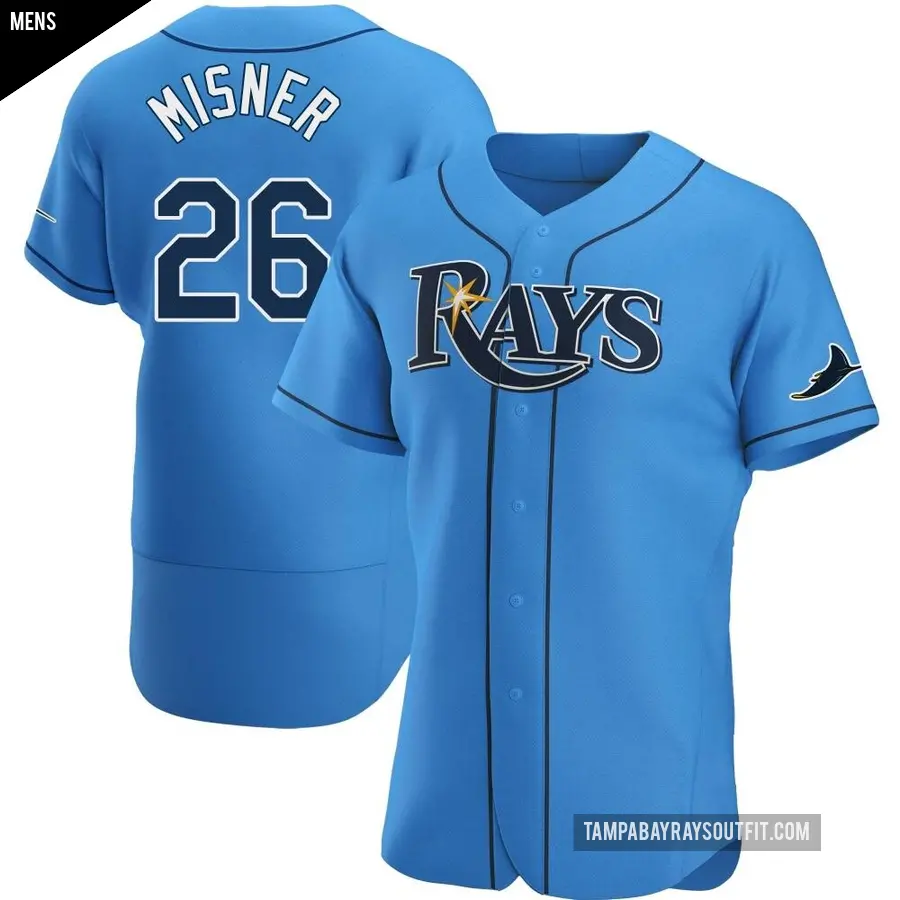 Men's Tampa Bay Rays ＃26 Kameron Misner Authentic Light Blue Alternate Jersey