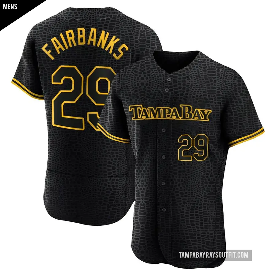 Men's Tampa Bay Rays ＃29 Pete Fairbanks Authentic Black Snake Skin City Jersey