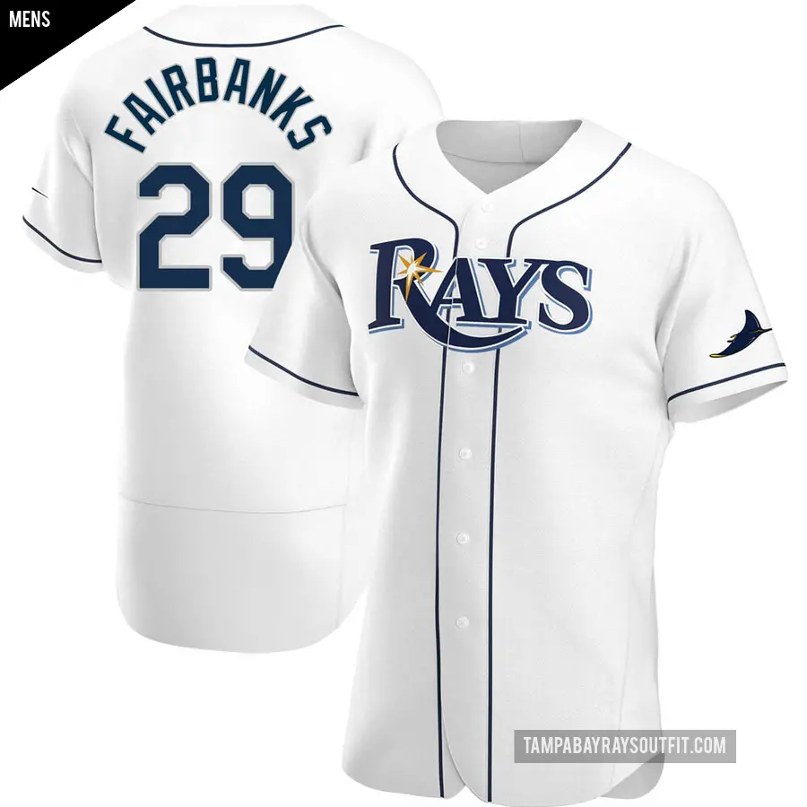 Men's Tampa Bay Rays ＃29 Pete Fairbanks Authentic White Home Jersey