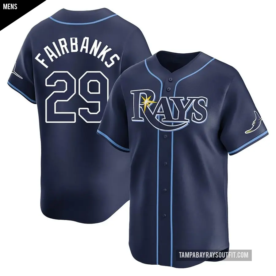 Men's Tampa Bay Rays ＃29 Pete Fairbanks Limited Navy Away Jersey