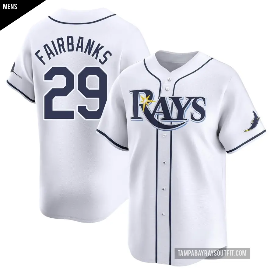 Men's Tampa Bay Rays ＃29 Pete Fairbanks Limited White Home Jersey