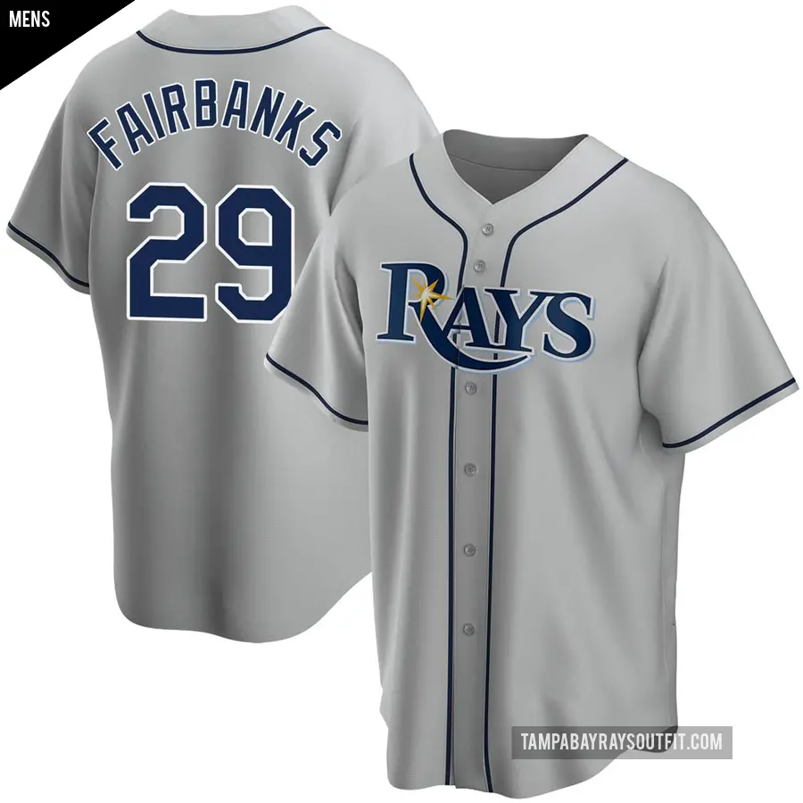 Men's Tampa Bay Rays ＃29 Pete Fairbanks Replica Gray Road Jersey