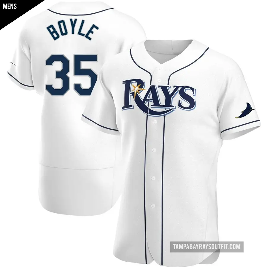 Men's Tampa Bay Rays ＃35 Joe Boyle Authentic White Home Jersey