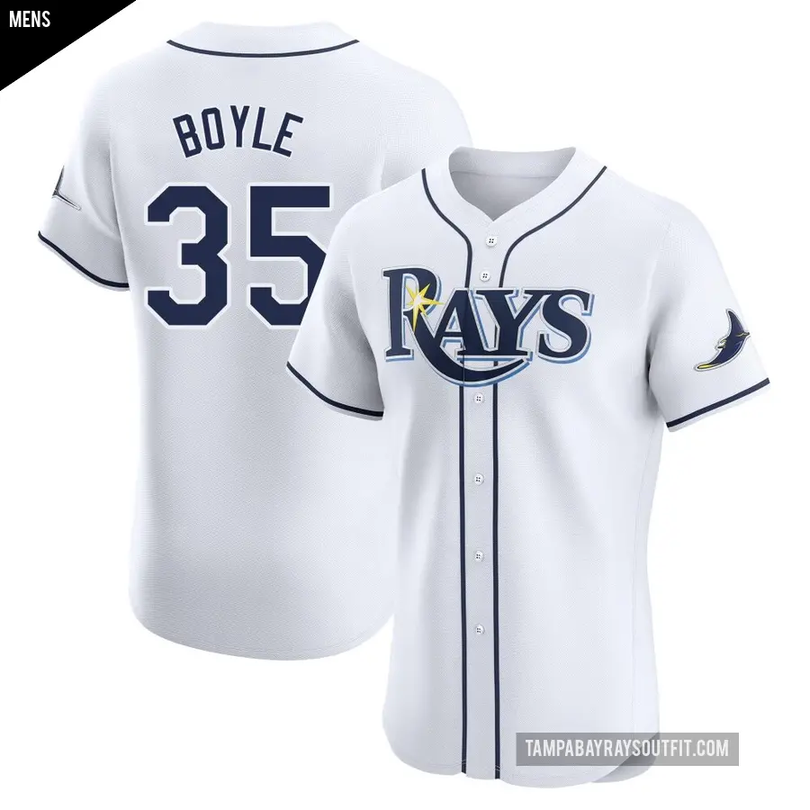 Men's Tampa Bay Rays ＃35 Joe Boyle Elite White Home Jersey