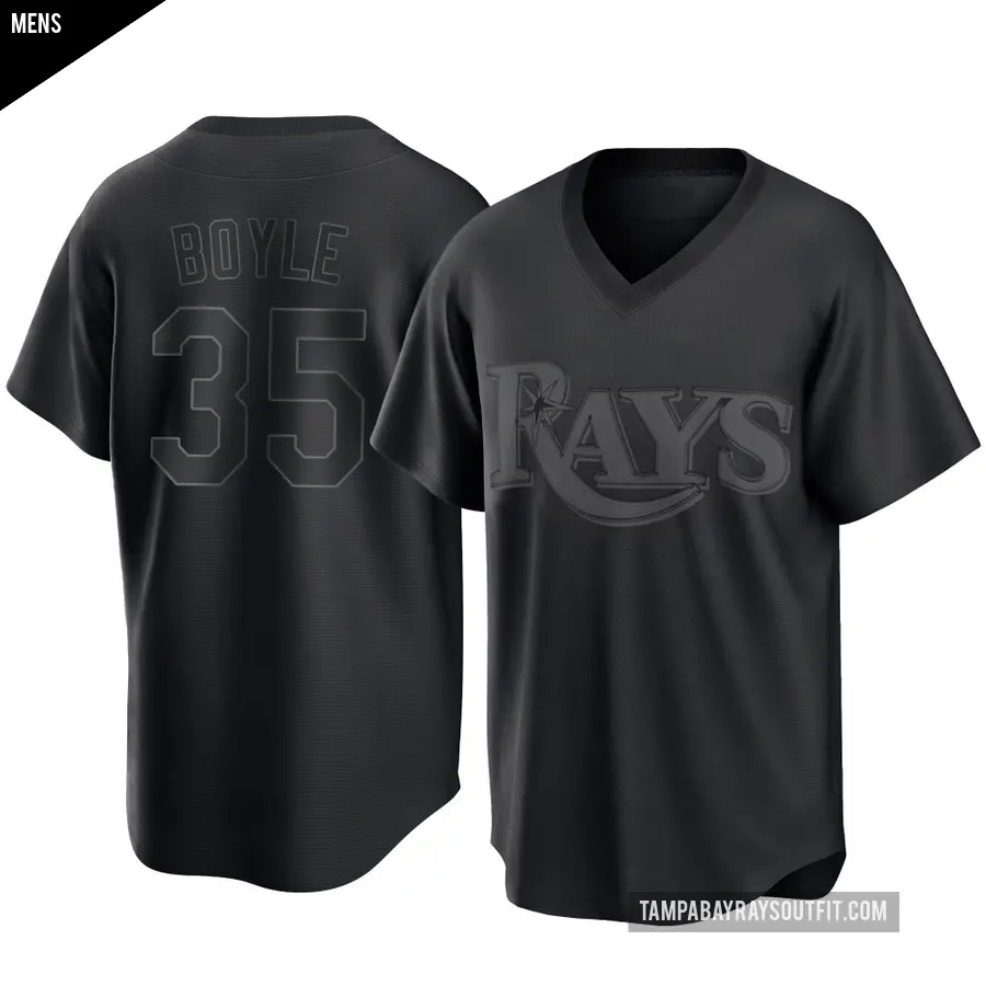 Men's Tampa Bay Rays ＃35 Joe Boyle Replica Black Pitch Fashion Jersey