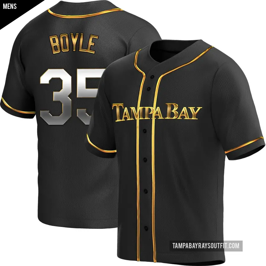 Men's Tampa Bay Rays ＃35 Joe Boyle Replica Gold Black en Alternate Jersey