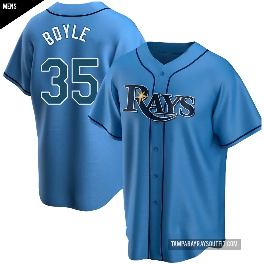 Men's Tampa Bay Rays ＃35 Joe Boyle Replica Light Blue Alternate Jersey