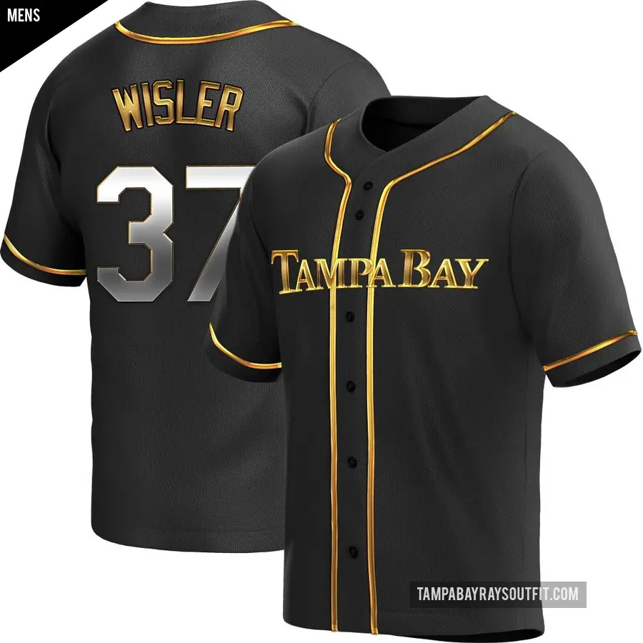 Men's Tampa Bay Rays ＃37 Matt Wisler Replica Gold Black en Alternate Jersey