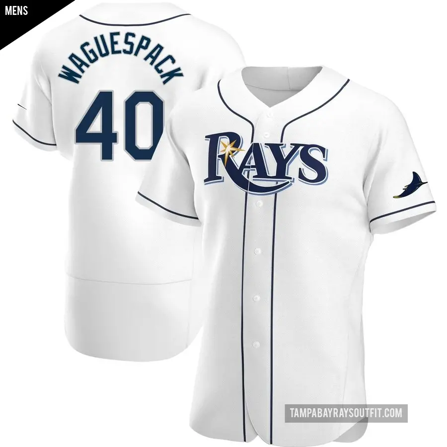 Men's Tampa Bay Rays ＃40 Jacob Waguespack Authentic White Home Jersey