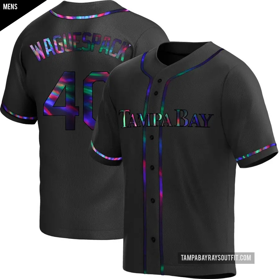 Men's Tampa Bay Rays ＃40 Jacob Waguespack Replica Black Holographic Alternate Jersey