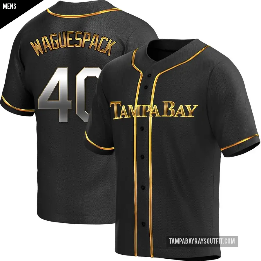 Men's Tampa Bay Rays ＃40 Jacob Waguespack Replica Gold Black en Alternate Jersey