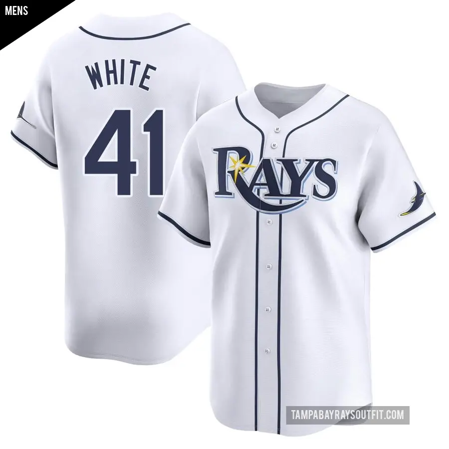 Men's Tampa Bay Rays ＃41 Colby White Limited White Home Jersey